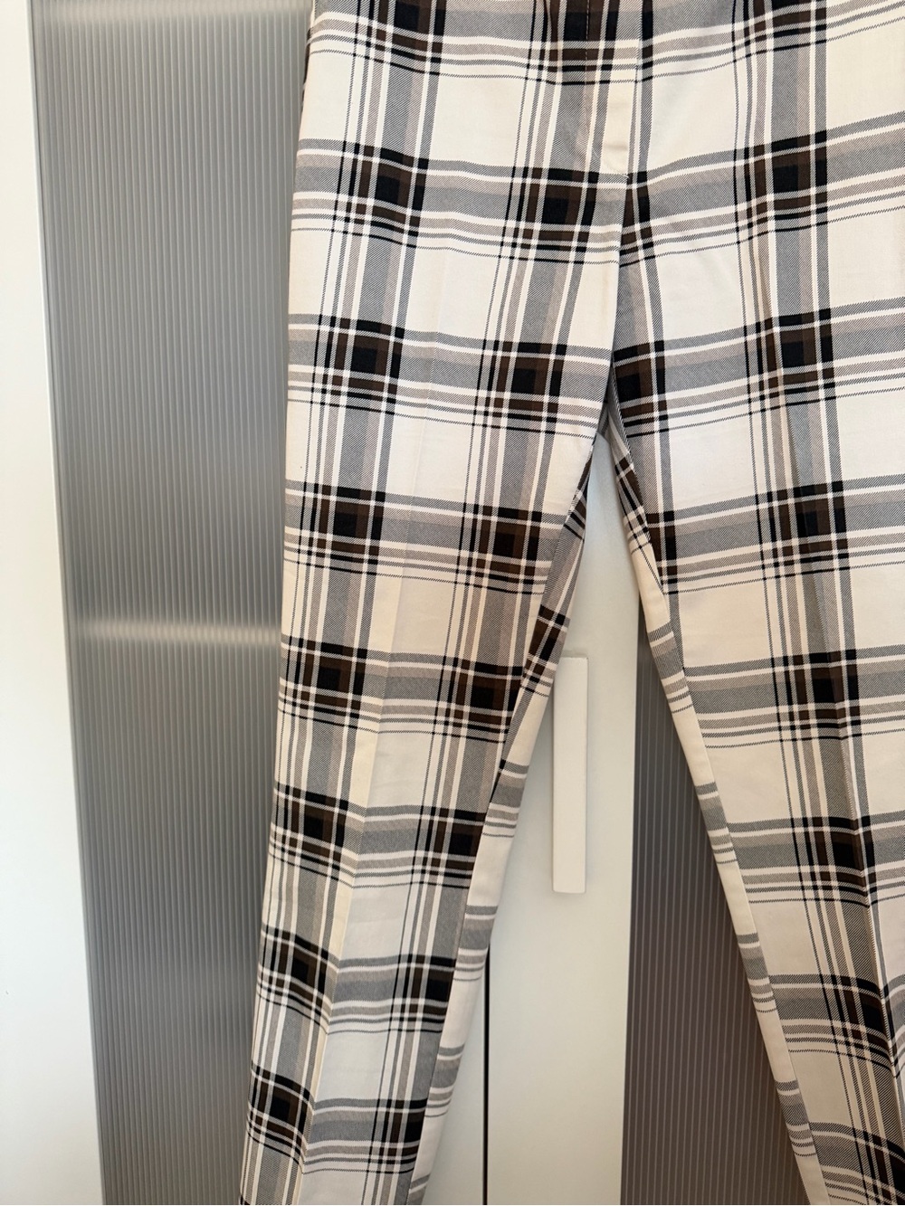 Cream and Black Plaid Trousers